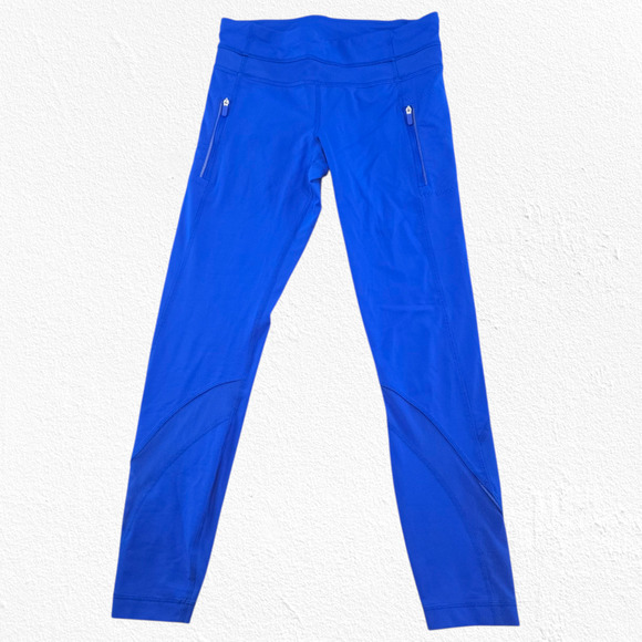 Lululemon Inspire Tight II 25” Cerulean Blue Mesh Reflective Run Leggings Size 6 - Picture 2 of 8
